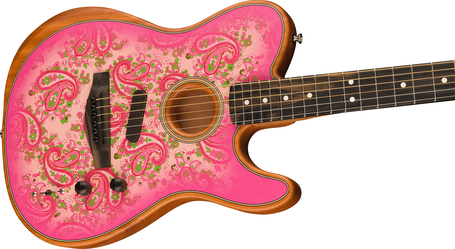 Fender American Acoustasonic Tele Fsr Ltd Epicea Acajou Rw - Pink Paisley - Guitarra acústica & electro - Variation 2