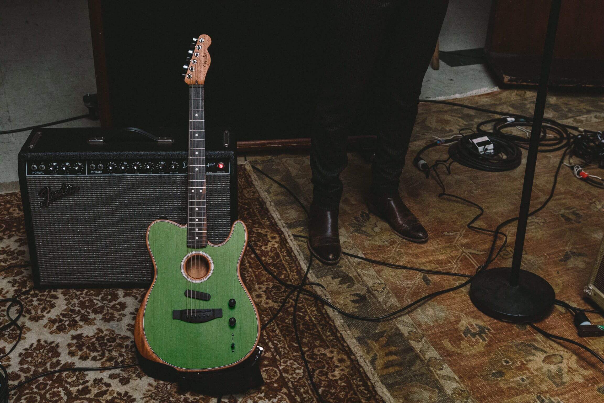 Fender Tele American Acoustasonic Usa Eb - Surf Green - Guitarra acústica & electro - Variation 6