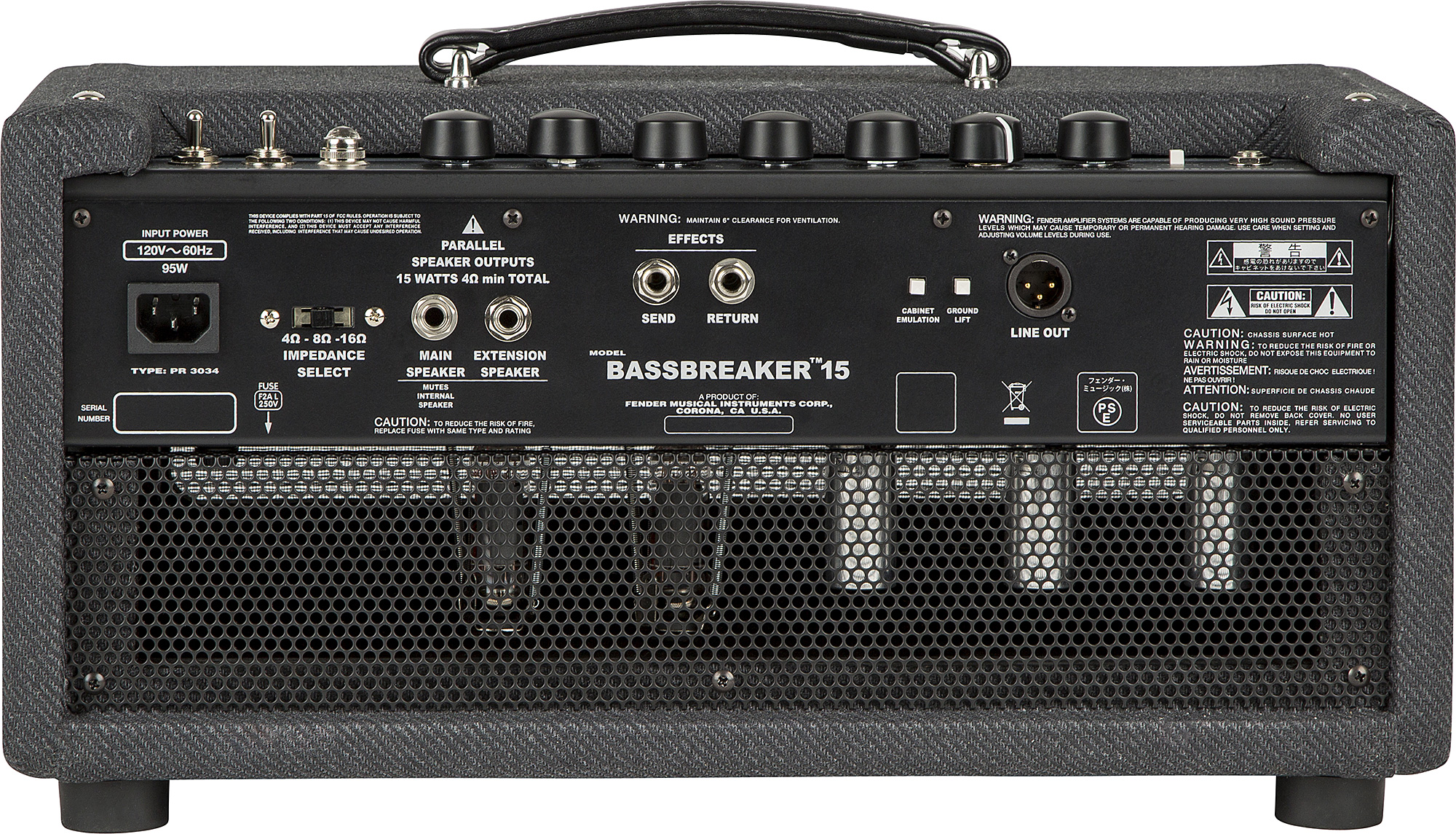 Fender Bassbreaker 15 Head 15w Gray Tweed - Cabezal para guitarra eléctrica - Variation 2