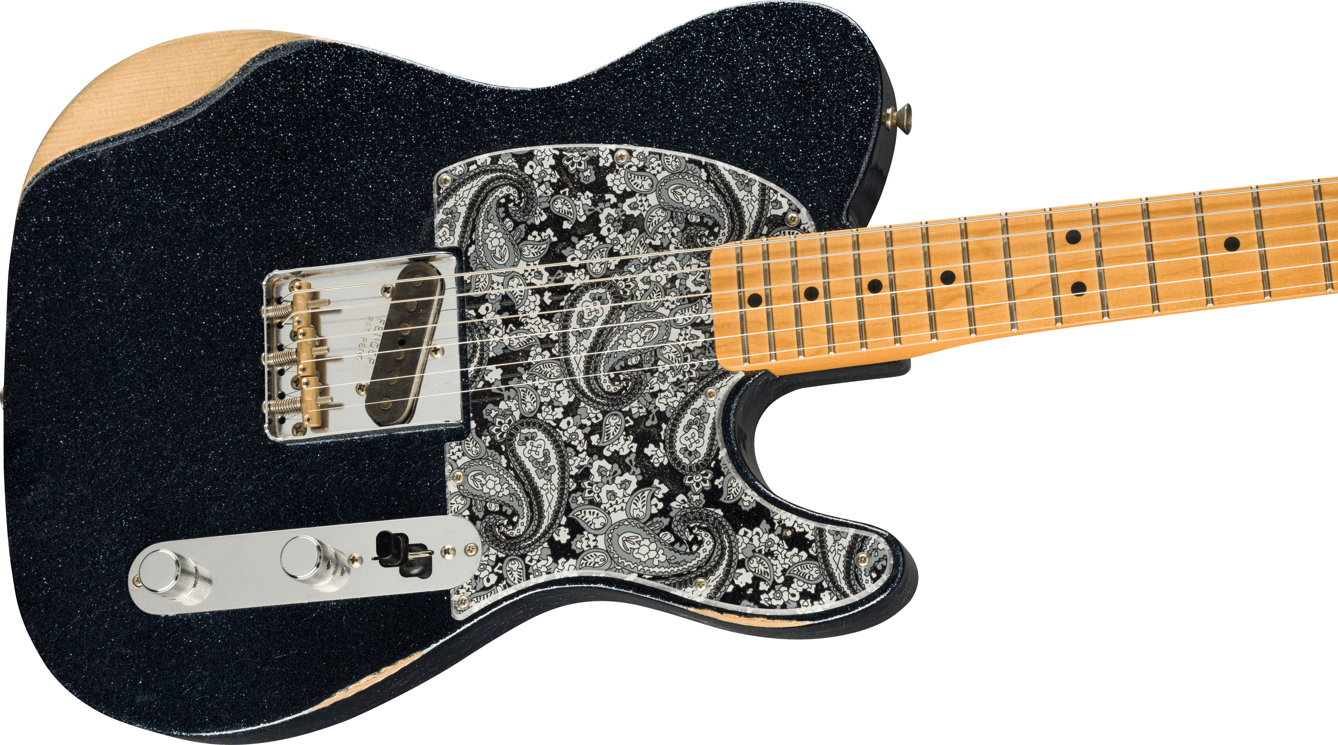 Fender Brad Paisley Esquire Tele Signature Mex Mn - Road Worn Black Sparkle - Guitarra eléctrica con forma de tel - Variation 2