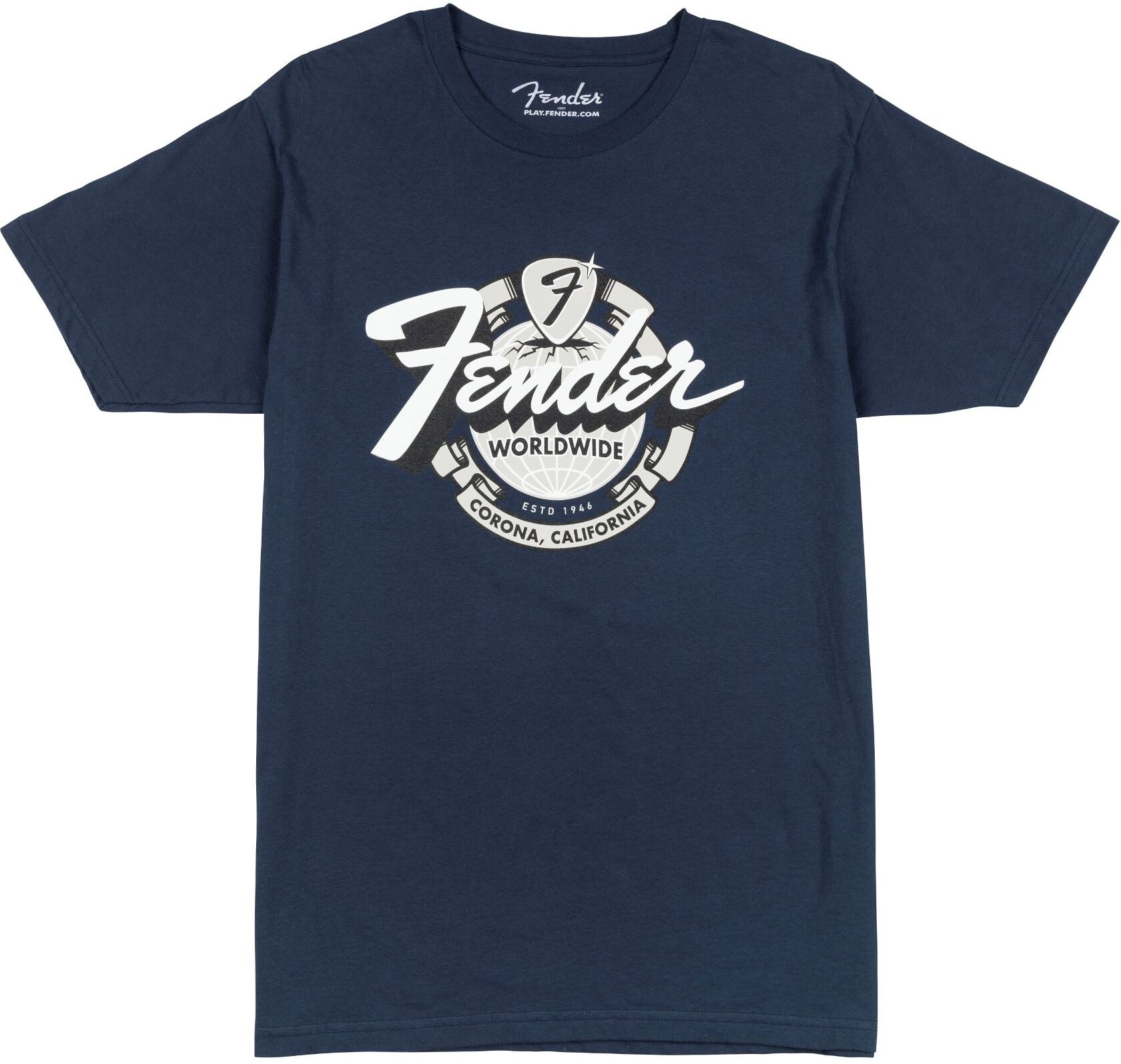 Fender T-shirt World Wide, Bleu Marine Vintage - L - Camiseta - Main picture