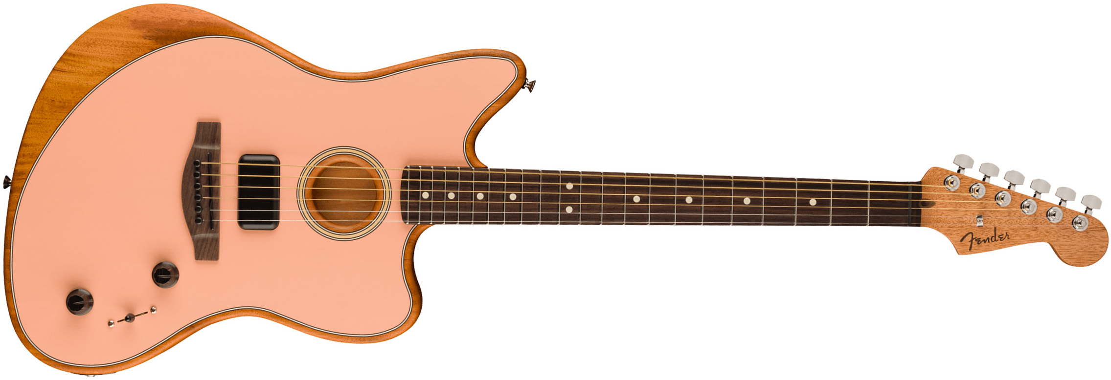 Fender Acoustasonic Jazzmaster Player Mex Epicea Acajou Rw - Shell Pink - Guitarra electro acustica - Main picture