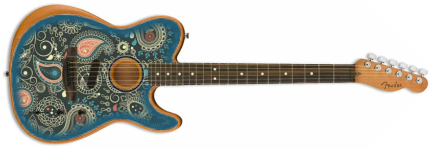 Fender American Acoustasonic Tele Fsr Ltd Epicea Acajou Rw - Blue Paisley - Guitarra acústica & electro - Main picture