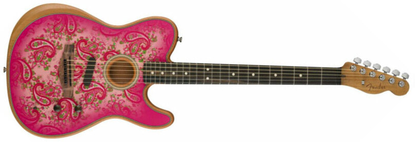 Fender American Acoustasonic Tele Fsr Ltd Epicea Acajou Rw - Pink Paisley - Guitarra acústica & electro - Main picture