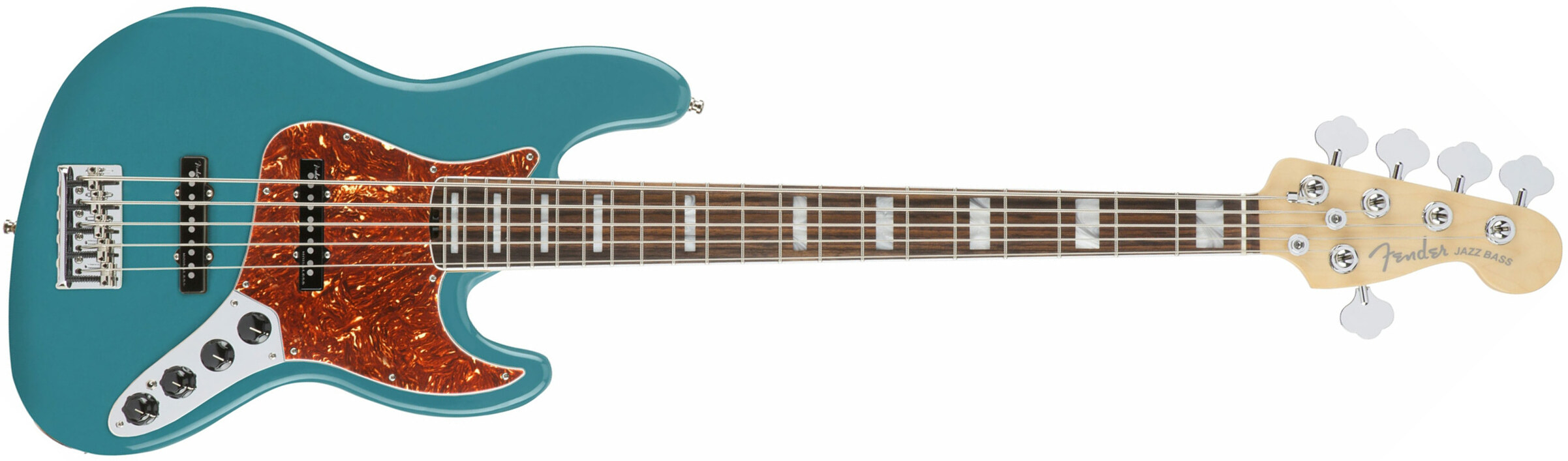 Fender American Elite Jazz Bass V Usa Eb - Ocean Turquoise - Bajo eléctrico de cuerpo sólido - Main picture
