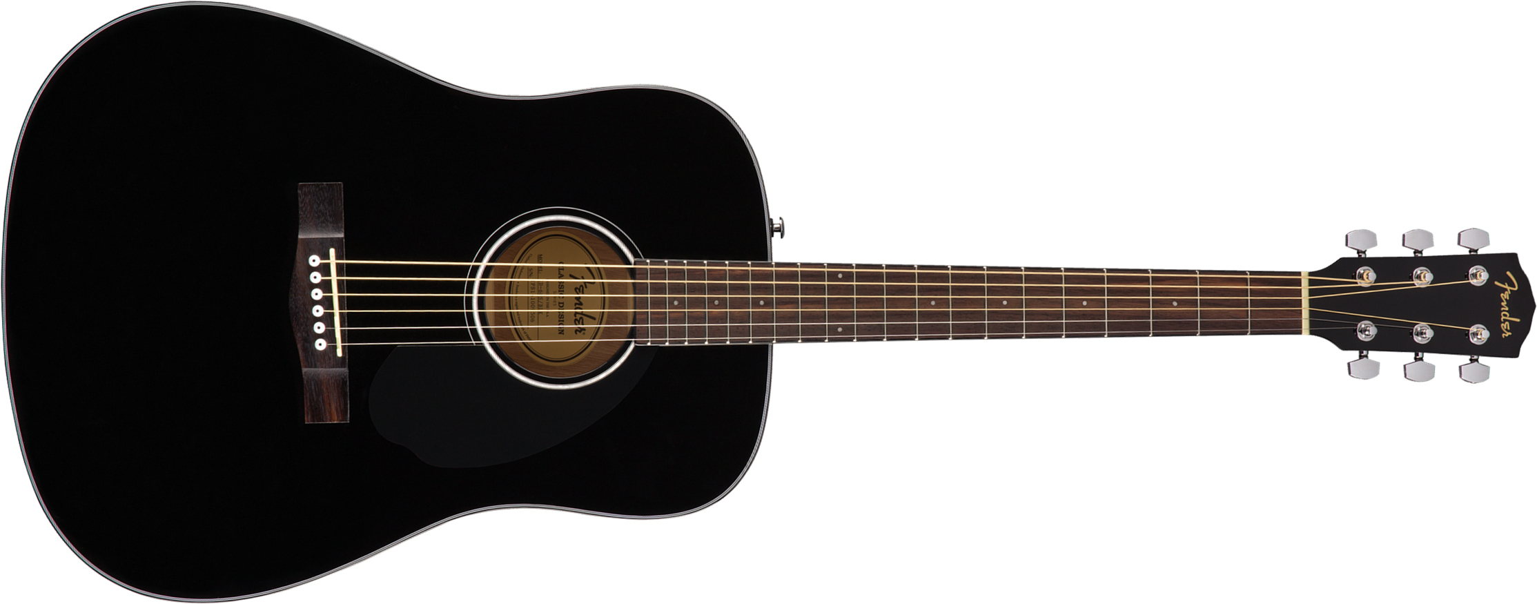 Fender Cd-60s 2019 Dreadnought Epicea Acajou Wal - Black - Guitarra acústica & electro - Main picture