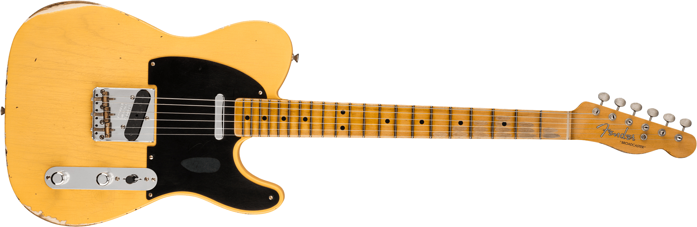Fender Custom Shop Broadcaster Tele 70th Anniversary Ltd Mn - Relic Aged Nocaster Blonde - Guitarra eléctrica con forma de tel - Main picture