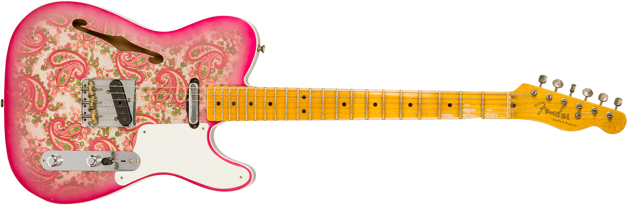 Fender Custom Shop Double Esquire/tele Custom 2s Ht Mn #r97434 - Journeyman Relic Aged Pink Paisley - Guitarra eléctrica semi caja - Main picture