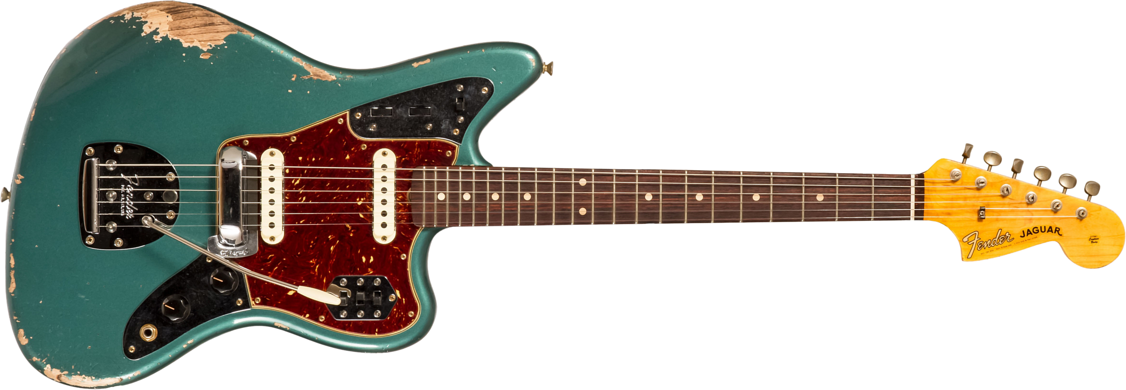 Fender Custom Shop Jaguar 1962 Shsc 2s Trem Rw #r138212 - Heavy Relic Sherwood Green Metallic - Guitarra electrica retro rock - Main picture