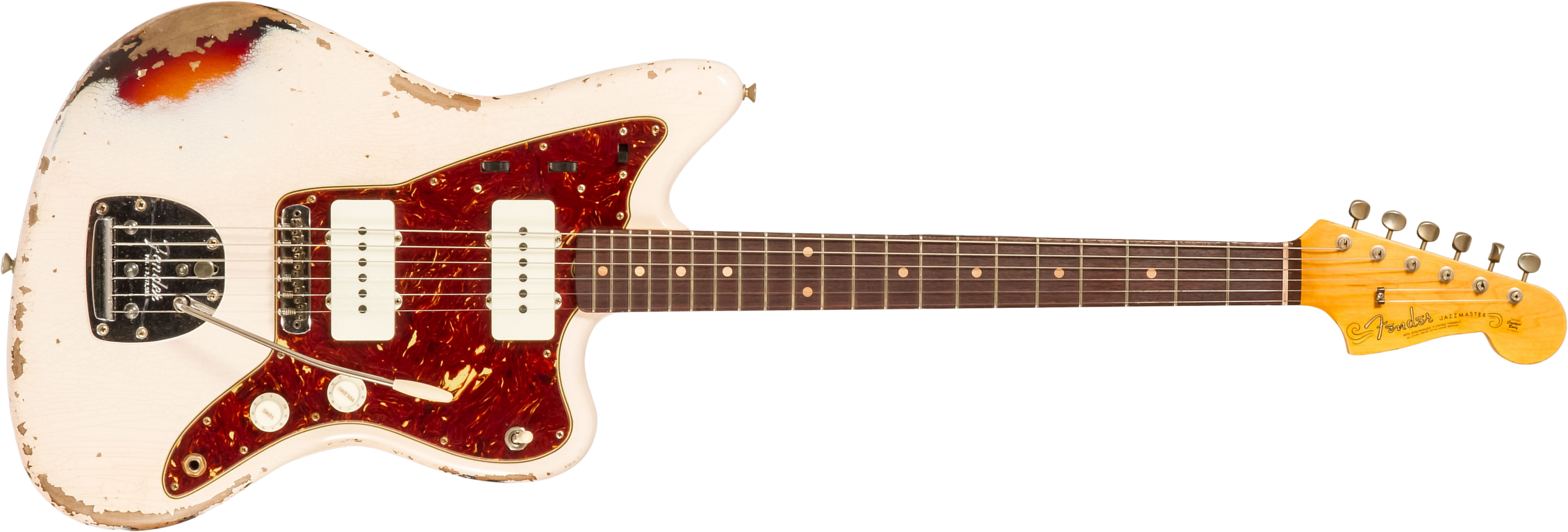 Fender Custom Shop Jazzmaster 1962 2s Trem Rw #r133709 - Heavy Relic Shell Pink O. 3-color Sunburst - Guitarra electrica retro rock - Main picture
