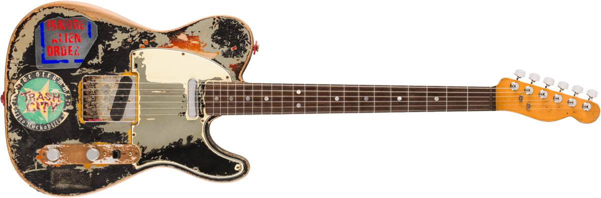 Fender Custom Shop Joe Strummer Tele Masterbuilt P.waller Ltd 2s Ht Rw - Super Heavy Relic Black O. 3-color Sunburst - Guitarra eléctrica de autor - M