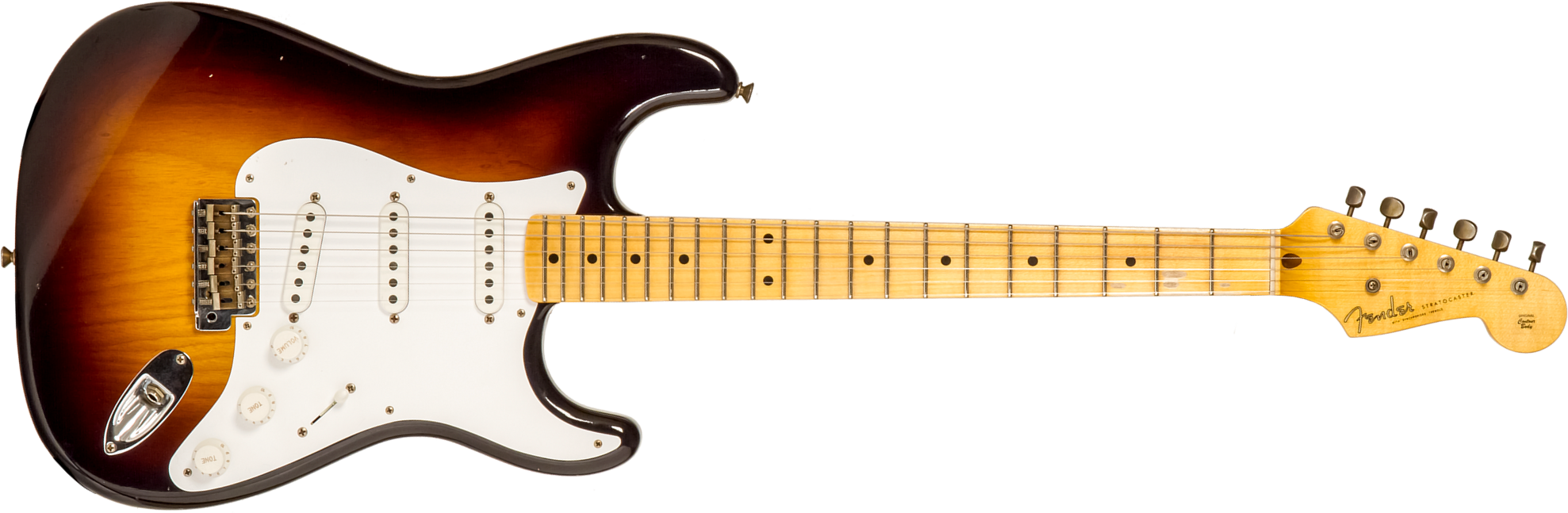 Fender Custom Shop Strat 1954 70th Anniv. 3s Trem Mn #xn4193 - Journeyman Relic Wide-fade 2-color Sunburst - Guitarra eléctrica con forma de str. - Ma