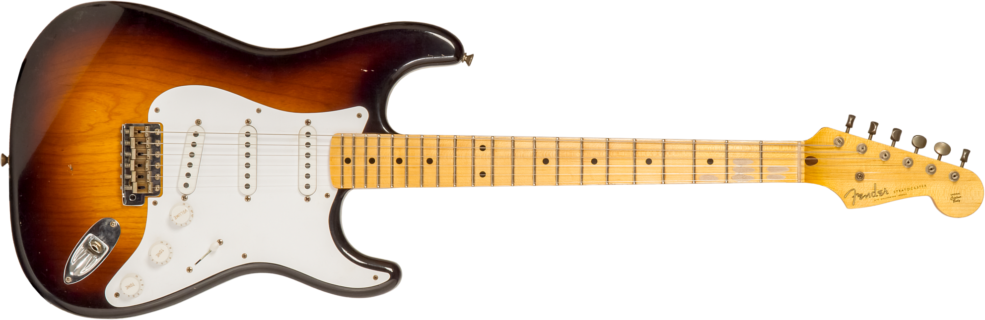 Fender Custom Shop Strat 1954 70th Anniv. 3s Trem Mn #xn4199 - Journeyman Relic Wide-fade 2-color Sunburst - Guitarra eléctrica con forma de str. - Ma