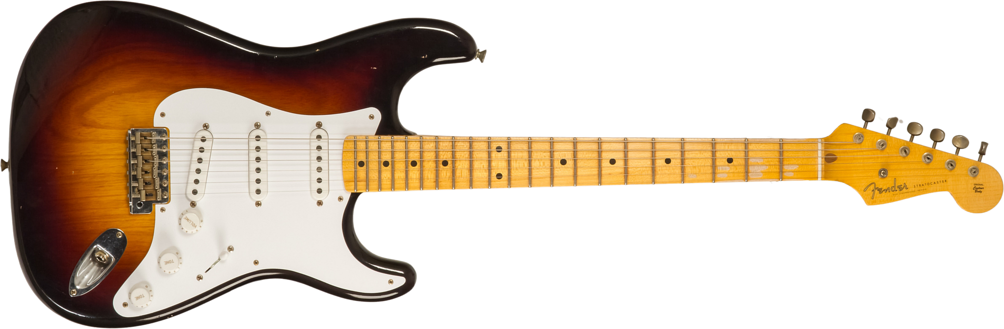 Fender Custom Shop Strat 1954 70th Anniv. 3s Trem Mn #xn4241 - Journeyman Relic Wide-fade 2-color Sunburst - Guitarra eléctrica con forma de str. - Ma