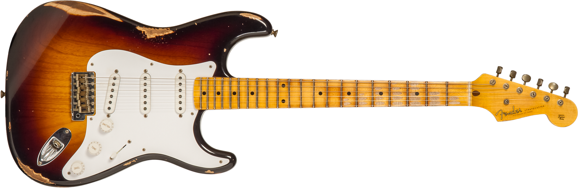 Fender Custom Shop Strat 1954 70th Anniv. 3s Trem Mn #xn4316 - Relic Wide Fade 2-color Sunburst - Guitarra eléctrica con forma de str. - Main picture