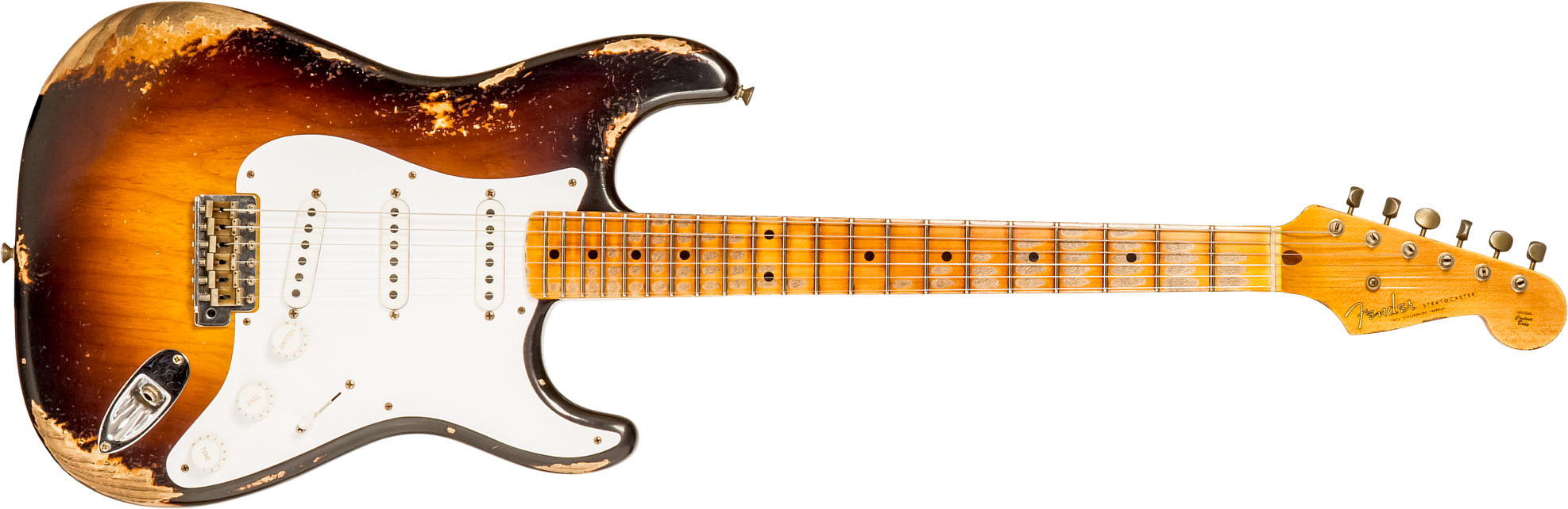 Fender Custom Shop Strat 1954 70th Anniv. 3s Trem Mn #xn4324 - Heavy Relic Wide Fade 2-color Sunburst - Guitarra eléctrica con forma de str. - Main pi