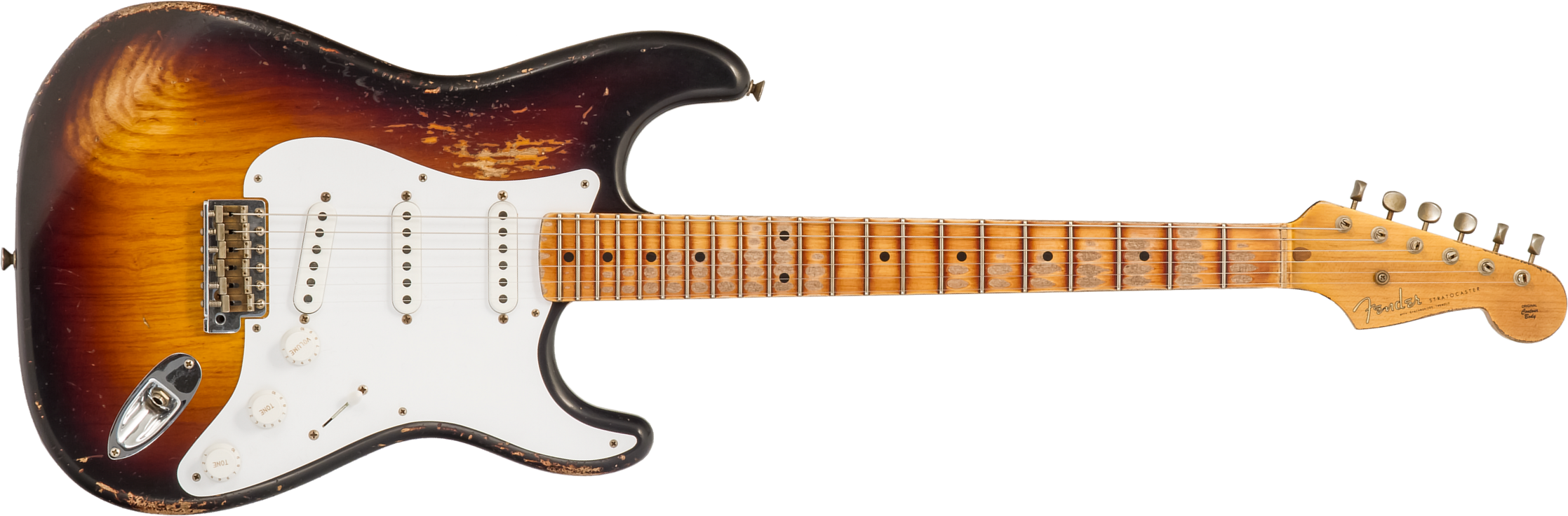 Fender Custom Shop Strat 1954 70th Anniv. 3s Trem Mn #xn4343 - Heavy Relic 2-color Sunburst - Guitarra eléctrica con forma de str. - Main picture