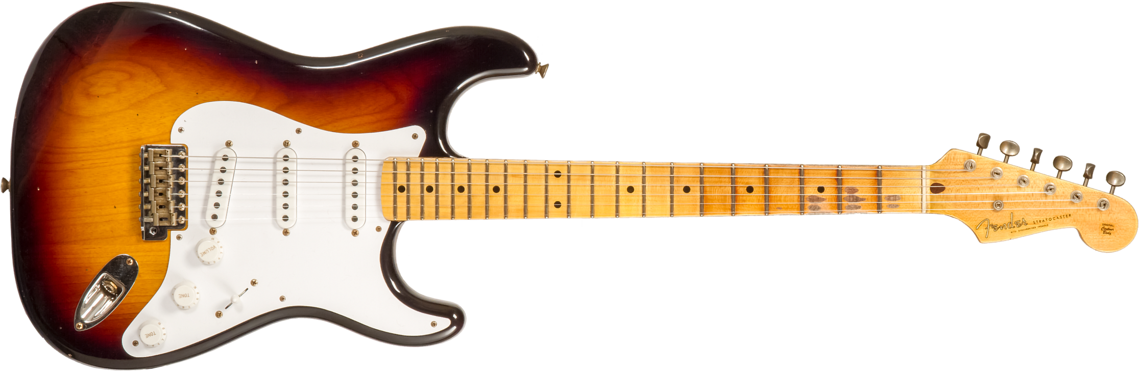 Fender Custom Shop Strat 1954 70th Anniv. 3s Trem Mn #xn4858 - Journeyman Relic 2-color Sunburst - Guitarra eléctrica con forma de str. - Main picture