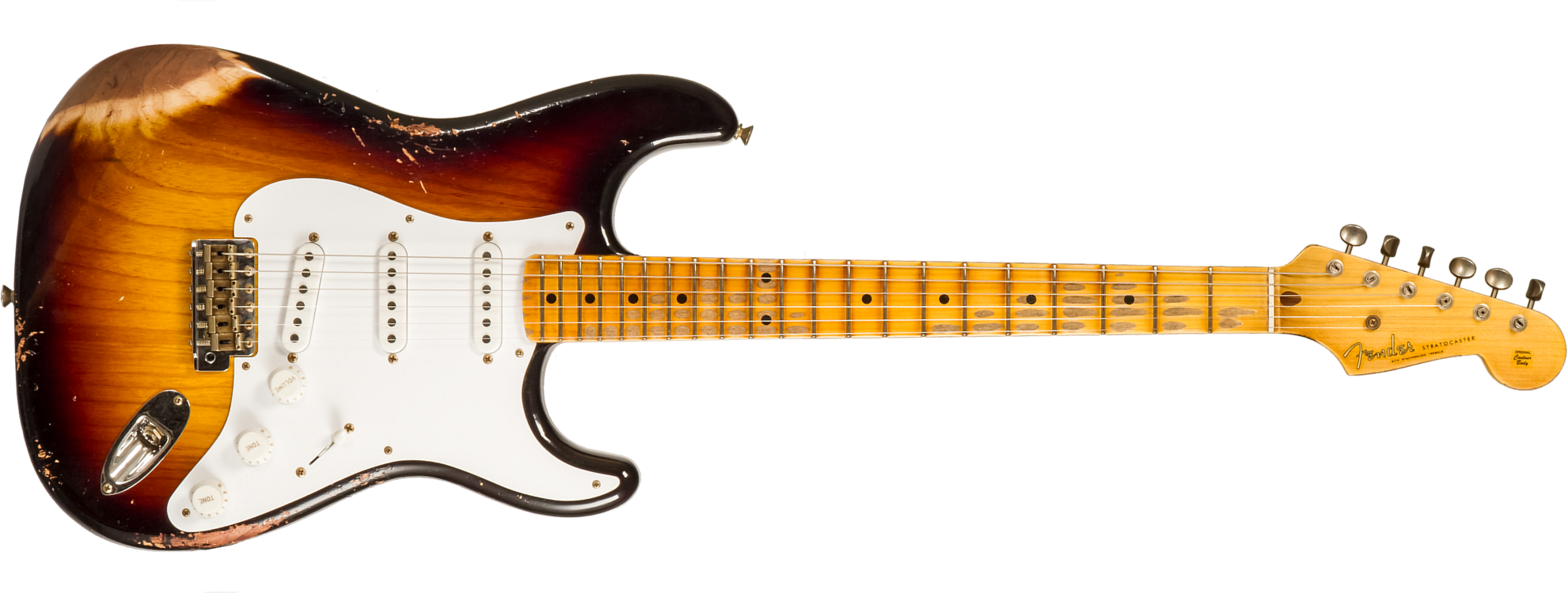 Fender Custom Shop Strat 1954 70th Anniv. 3s Trem Mn #xn4888 - Heavy Relic 2-color Sunburst - Guitarra eléctrica con forma de str. - Main picture