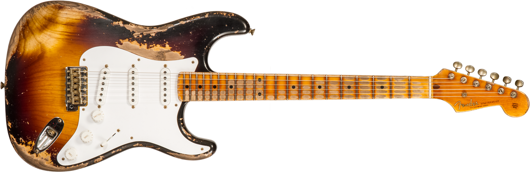 Fender Custom Shop Strat 1954 70th Anniv. 3s Trem Mn #xn4889 - Super Heavy Relic 2-color Sunburst - Guitarra eléctrica con forma de str. - Main pictur
