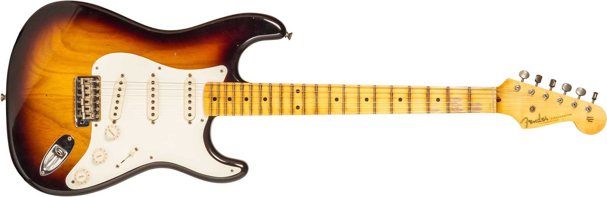 Fender Custom Shop Strat 1955 3s Trem Mn #r130058 - Journeyman Relic 2-color Sunburst - Guitarra eléctrica con forma de str. - Main picture