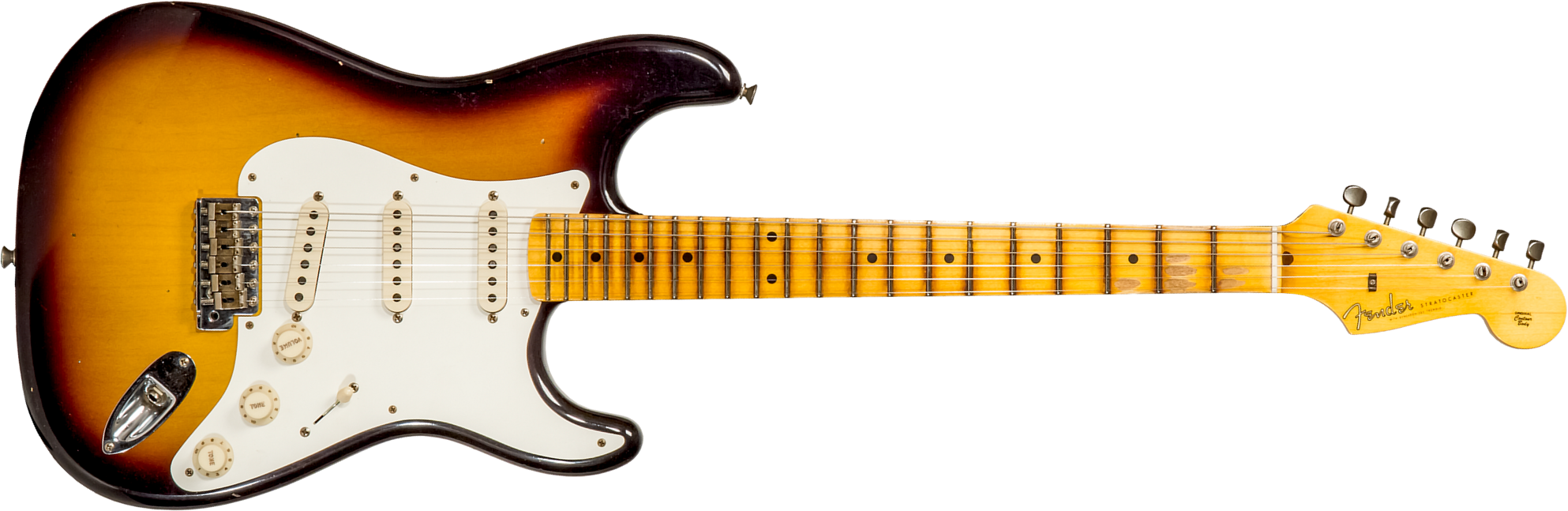 Fender Custom Shop Strat 1956 3s Trem Mn #cz570281 - Journeyman Relic Aged 2-color Sunburst - Guitarra eléctrica con forma de str. - Main picture