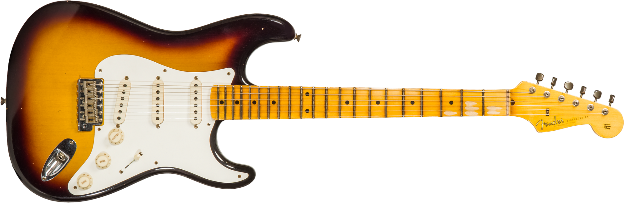 Fender Custom Shop Strat 1956 3s Trem Mn #cz571884 - Journeyman Relic Aged 2-color Sunburst - Guitarra eléctrica con forma de str. - Main picture