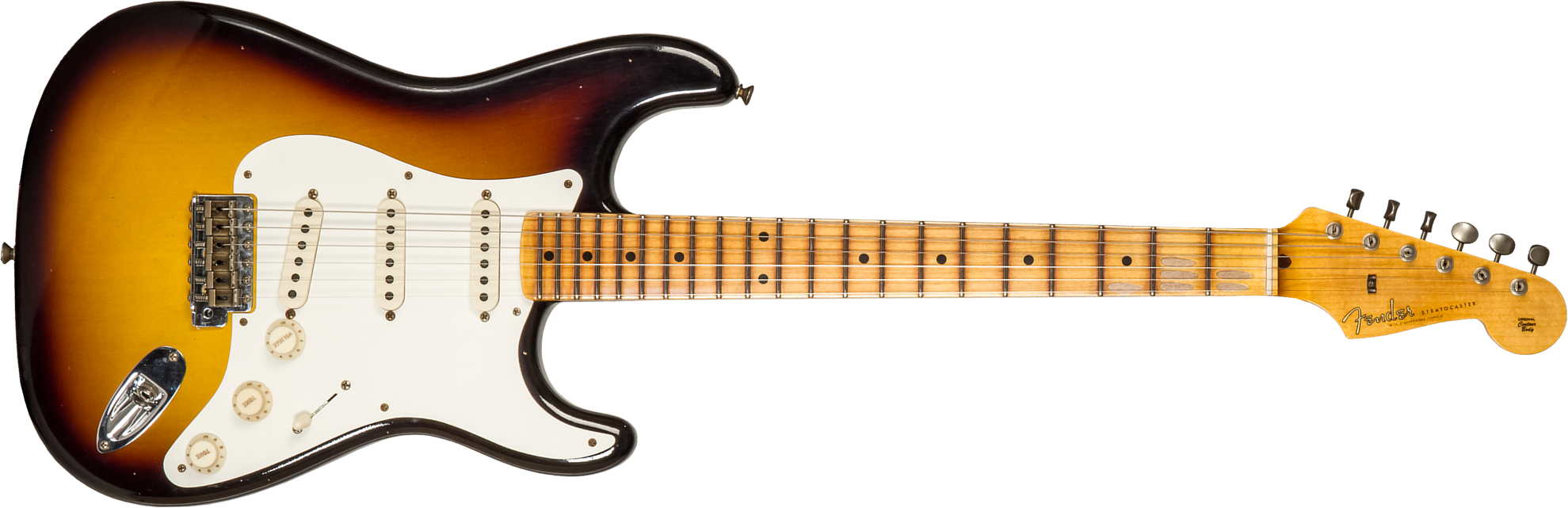 Fender Custom Shop Strat 1956 3s Trem Mn #cz575333 - Journeyman Relic 2-color Sunburst - Guitarra eléctrica con forma de str. - Main picture