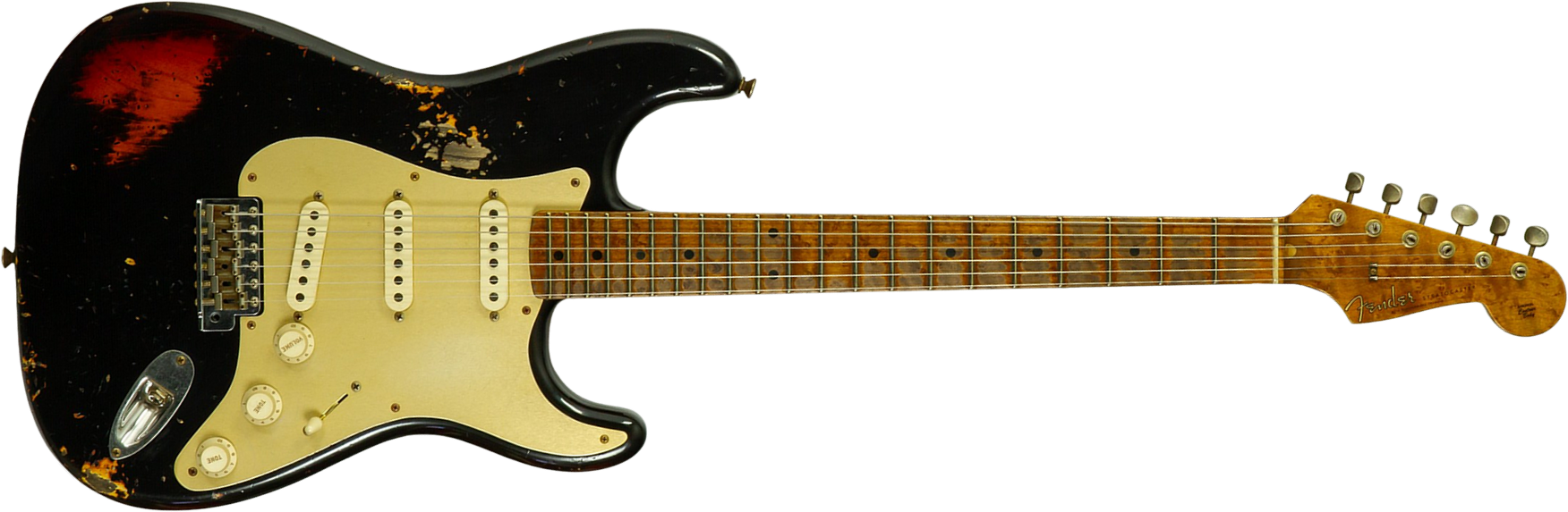 Fender Custom Shop Strat 1956 3s Trem Mn #r150252 - Heavy Relic Black Ov. Violin Burst - Guitarra eléctrica con forma de str. - Main picture