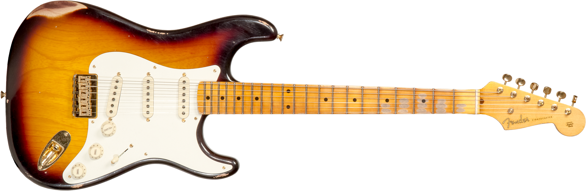 Fender Custom Shop Strat 1956 Hardtail Gold Hardware 3s Ht Mn #cz565119 - Relic Faded 2-color Sunburst - Guitarra eléctrica con forma de str. - Main p