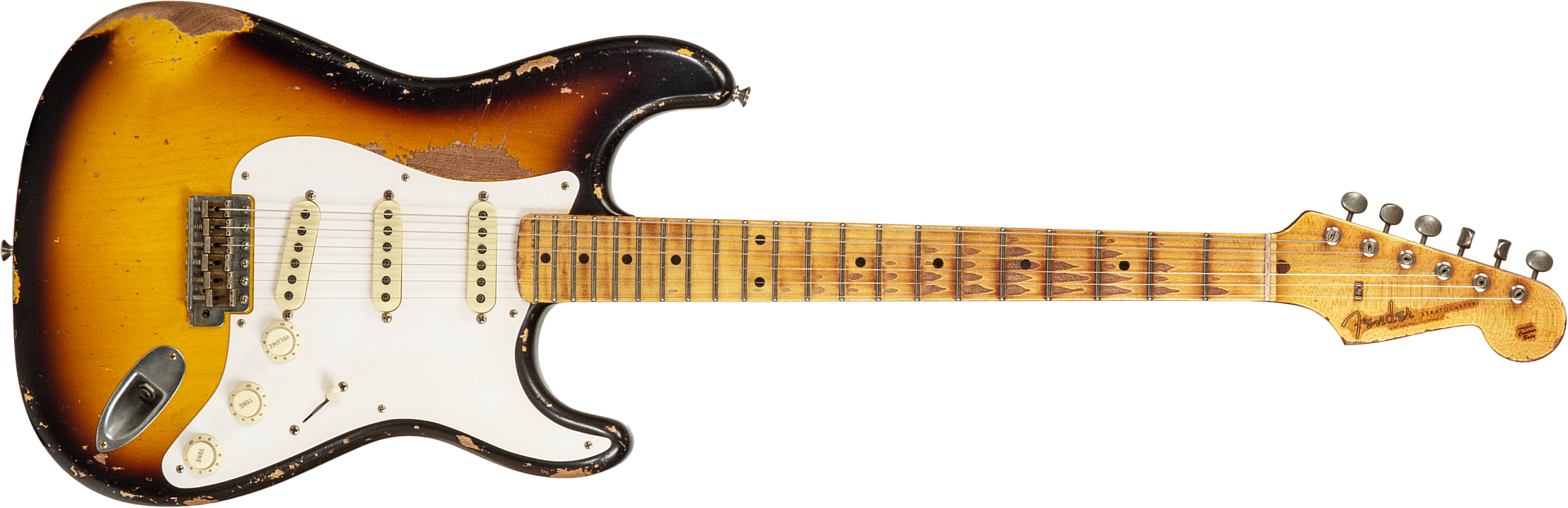 Fender Custom Shop Strat 1956 Masterbuilt K.mcmillin 3s Trem Mn #r129060 - Heavy Relic 2-color Sunburst - Guitarra eléctrica con forma de str. - Main 