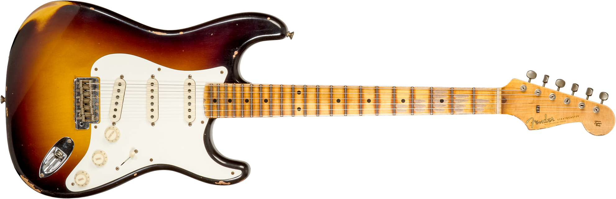 Fender Custom Shop Strat 1957 3s Trem Mn #cz575421 - Relic 2-color Sunburst - Guitarra eléctrica con forma de str. - Main picture