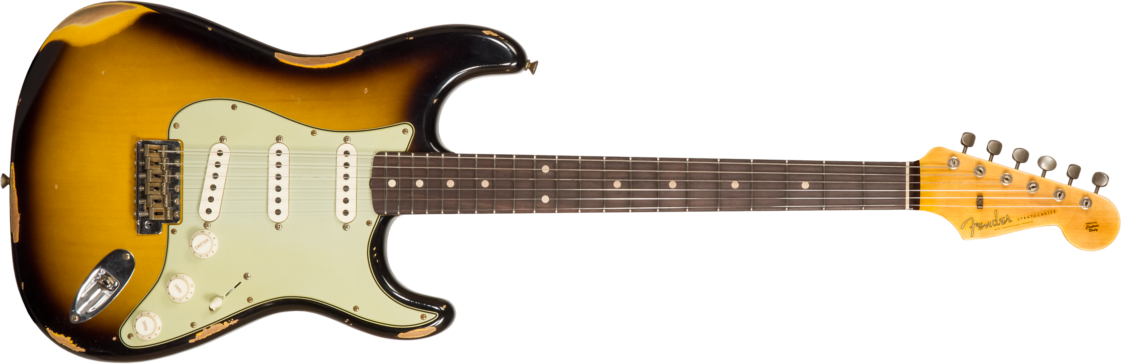 Fender Custom Shop Strat 1959 3s Trem Rw #r117661 - Relic 2-color Sunburst - Guitarra eléctrica con forma de str. - Main picture