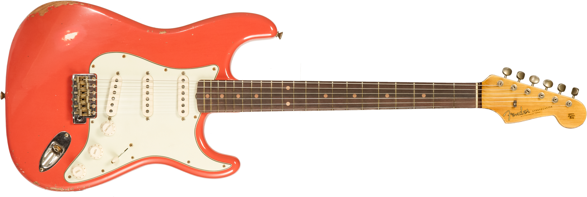 Fender Custom Shop Strat 1959 3s Trem Rw #r138362 - Relic Tahitian Coral - Guitarra eléctrica con forma de str. - Main picture