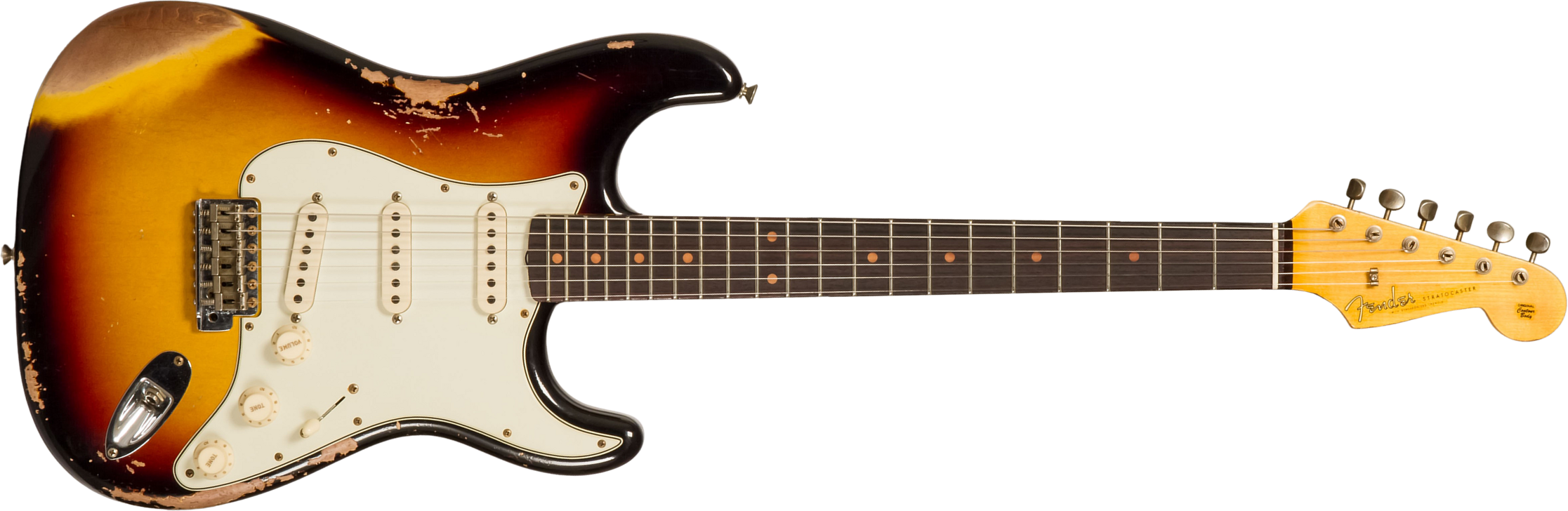 Fender Custom Shop Strat 1960 3s Trem Rw #cz578789 - Heavy Relic 3-color Sunburst - Guitarra eléctrica con forma de str. - Main picture