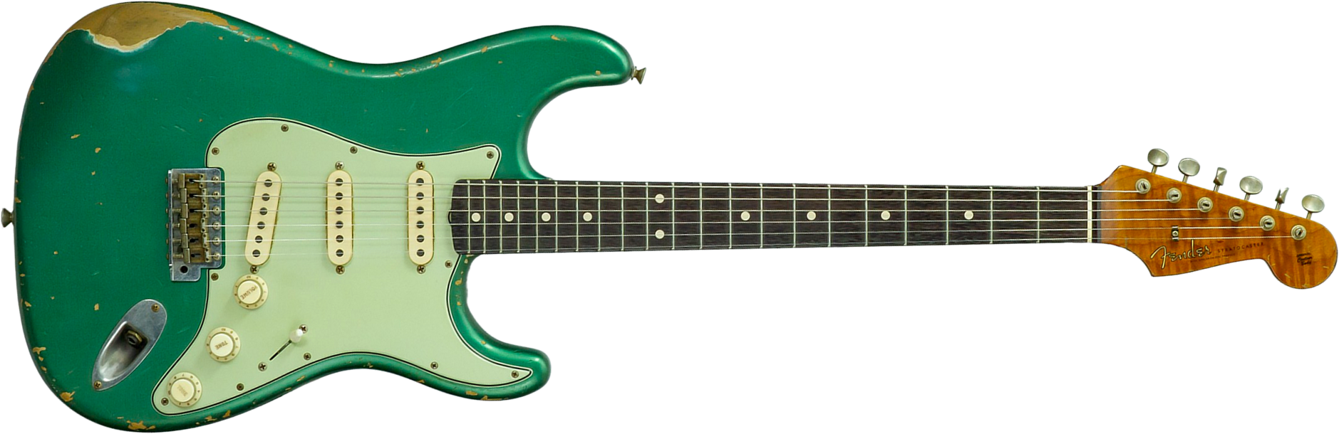 Fender Custom Shop Strat 1960/63 Mb A.macnutt 3s Trem Rw #r141359 - Relic Sherwood Green Metallic - Guitarra eléctrica con forma de str. - Main pictur