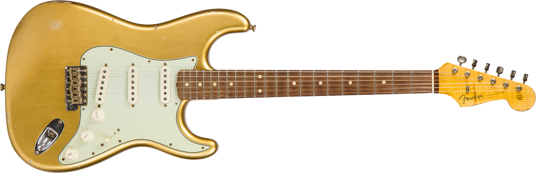Fender Custom Shop Strat 1960 Rw #cz544406 - Relic Aztec Gold - Guitarra eléctrica con forma de str. - Main picture
