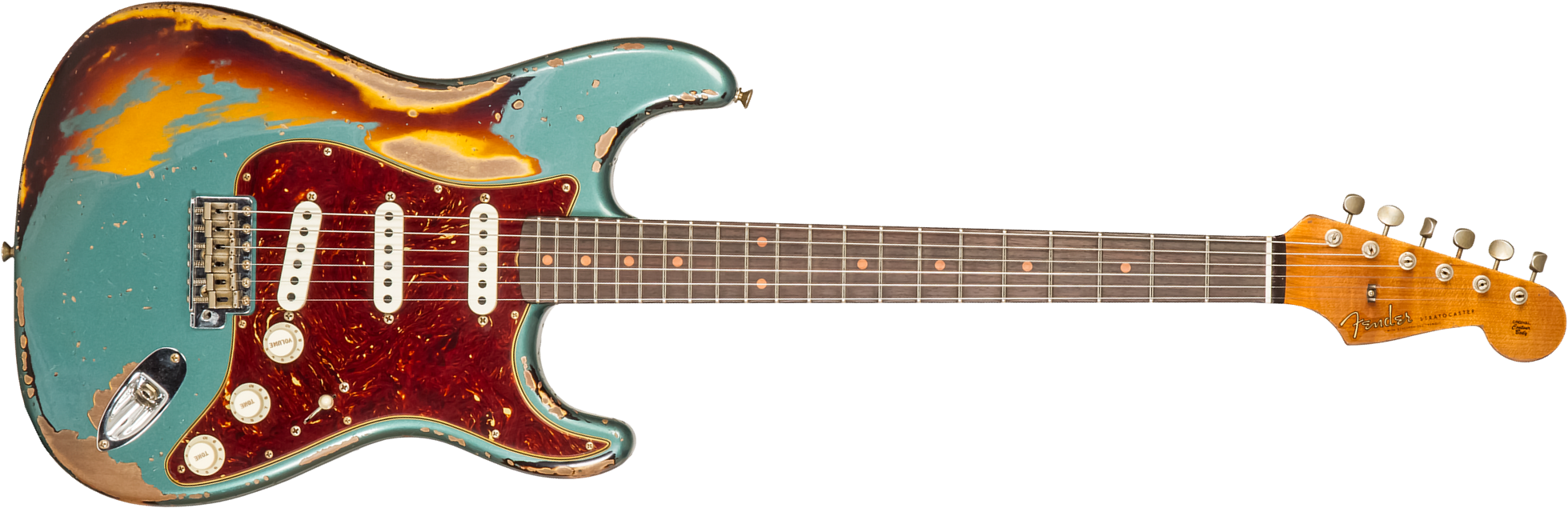 Fender Custom Shop Strat 1961 3s Trem Rw #cz573502 - Super Heavy Relic Sherwood Green Metallic O. 3-cs - Guitarra eléctrica con forma de str. - Main p