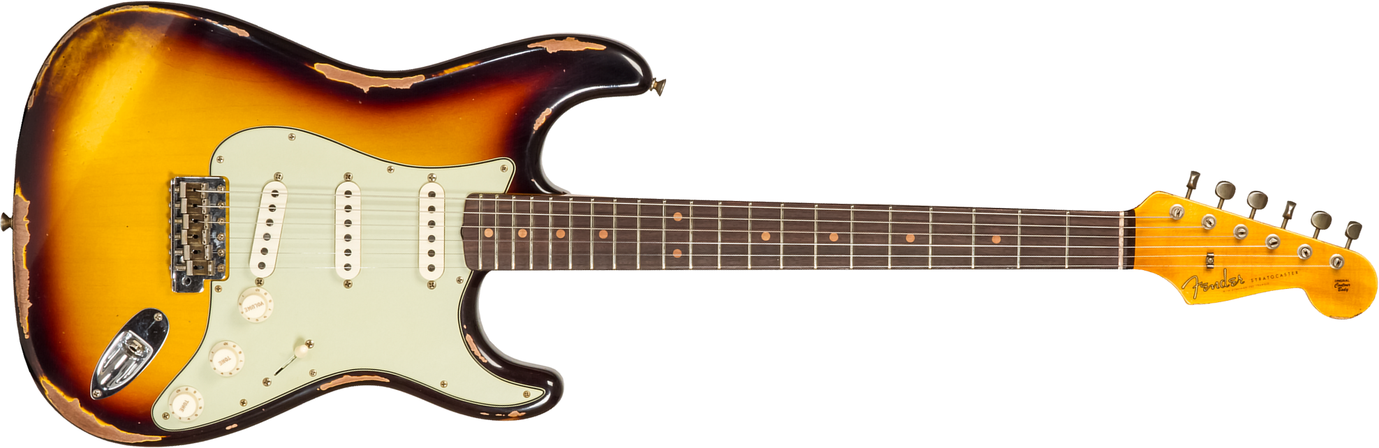 Fender Custom Shop Strat 1961 3s Trem Rw #cz573663 - Heavy Relic Aged 3-color Sunburst - Guitarra eléctrica con forma de str. - Main picture