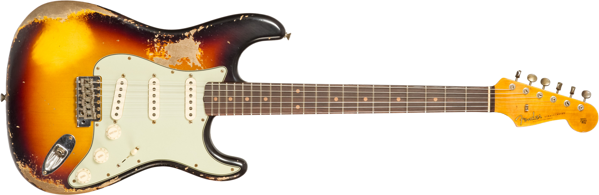 Fender Custom Shop Strat 1961 Bone Tone 3s Trem #cz584251 - Super Heavy Relic 3-color Sunburst - Guitarra eléctrica con forma de str. - Main picture