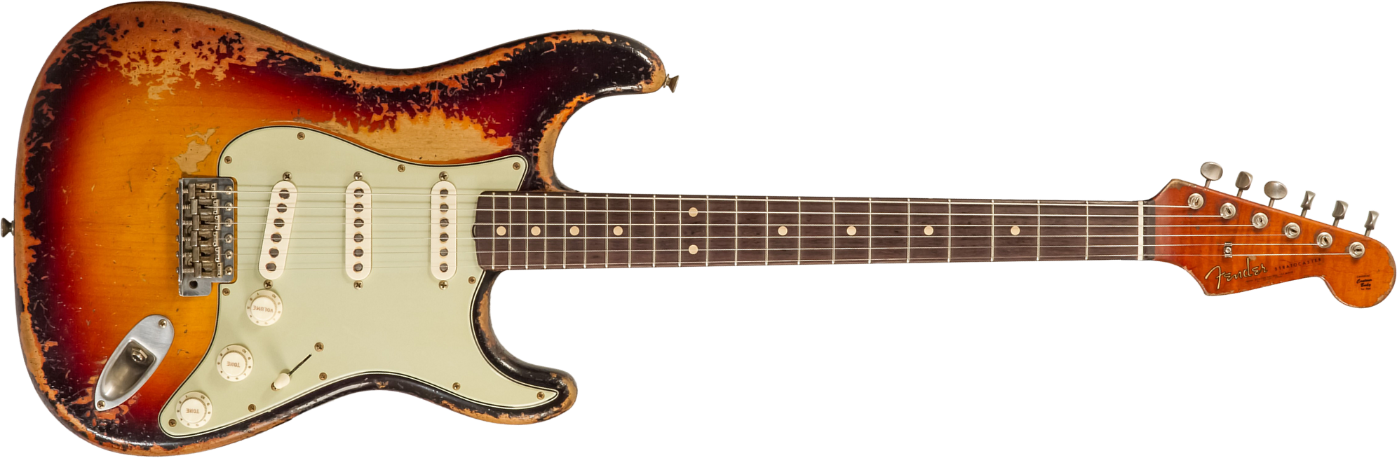 Fender Custom Shop Strat 1961 Masterbuilt D.wilson 3s Trem Rw #cz552177 - Heavy Relic 3-color Sunburst - Guitarra eléctrica con forma de str. - Main p