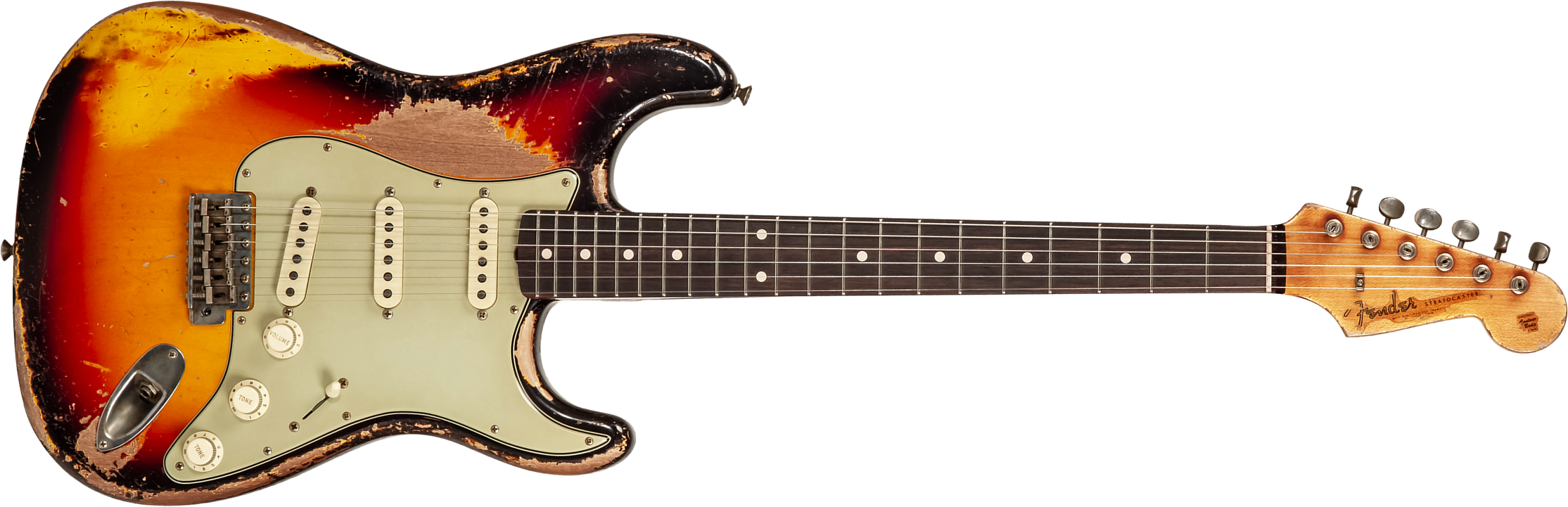 Fender Custom Shop Strat 1961 Masterbuilt K.mcmillin 3s Trem Rw #r127893 - Ultimate Relic 3-color Sunburst - Guitarra eléctrica con forma de str. - Ma