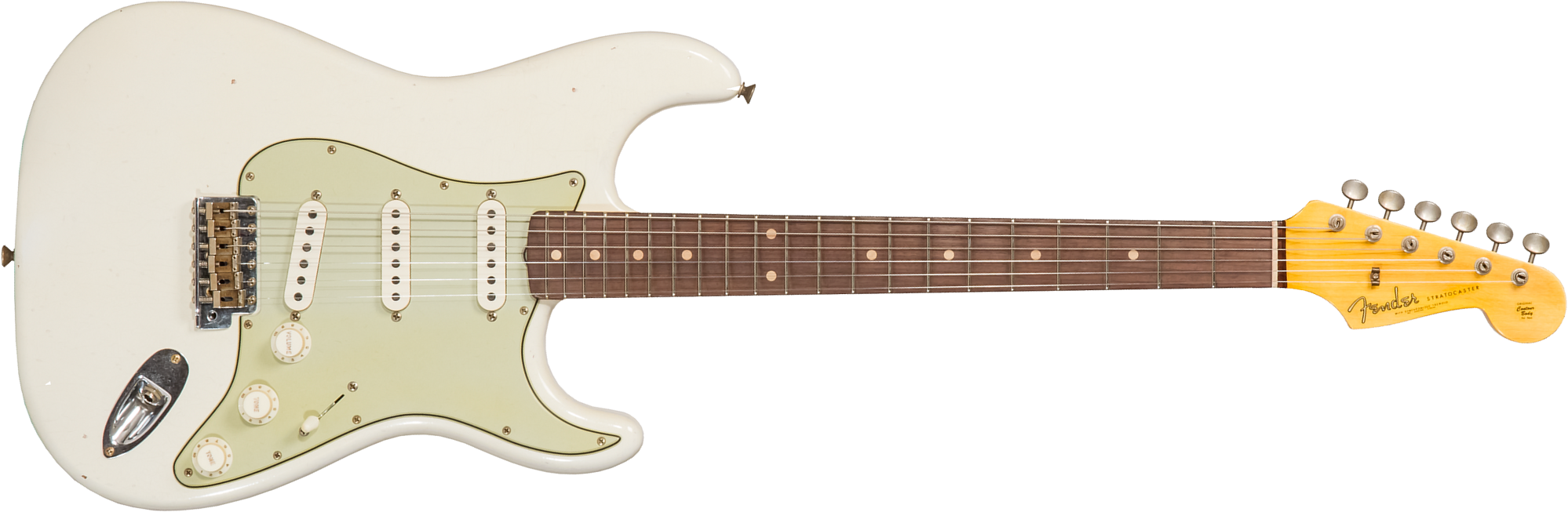 Fender Custom Shop Strat 1962/63 3s Trem Rw - Journeyman Relic Olympic White - Guitarra eléctrica con forma de str. - Main picture