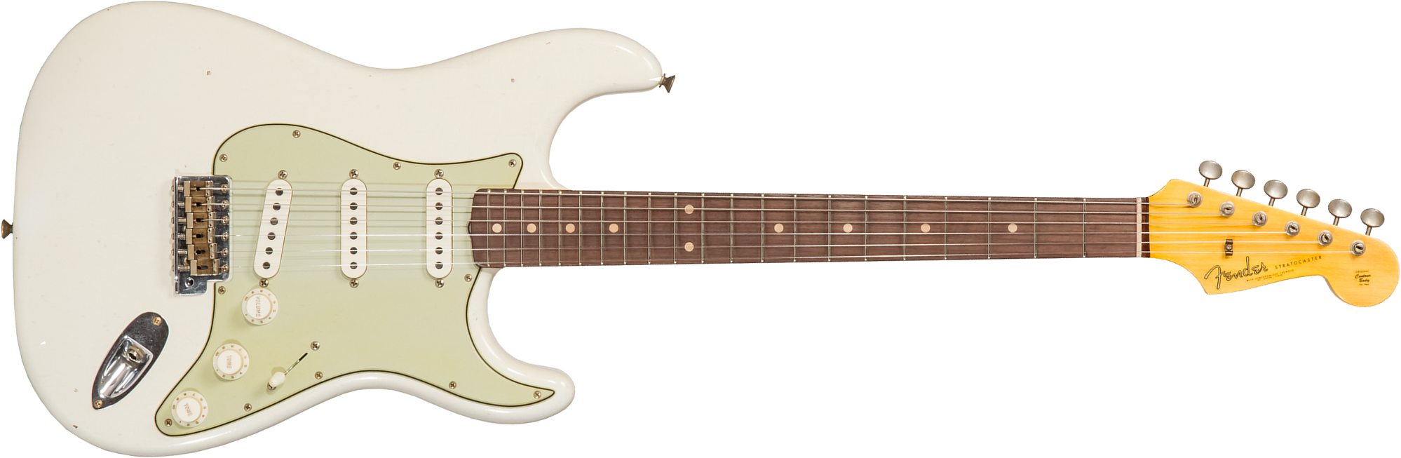 Fender Custom Shop Strat 1962/63 3s Trem Rw #cz565163 - Journeyman Relic Olympic White - Guitarra eléctrica con forma de str. - Main picture
