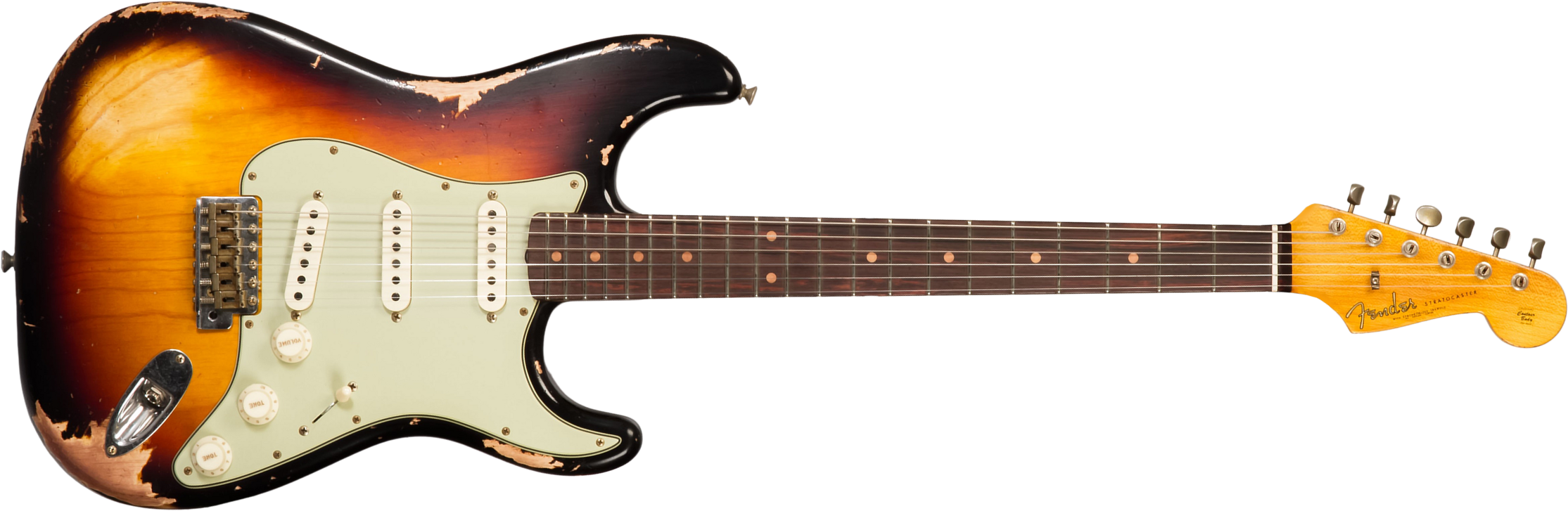 Fender Custom Shop Strat 1962 6s Trem Rw #cz580826 - Heavy Relic 3-color Sunburst - Guitarra eléctrica con forma de str. - Main picture