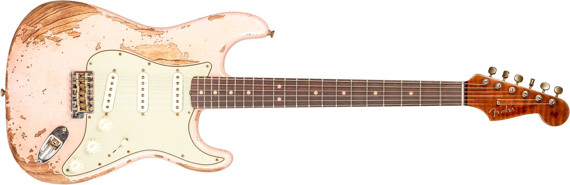 Fender Custom Shop Strat 1963 3s Trem Rw #r136150 - Super Heavy Relic Shell Pink - Guitarra eléctrica con forma de str. - Main picture