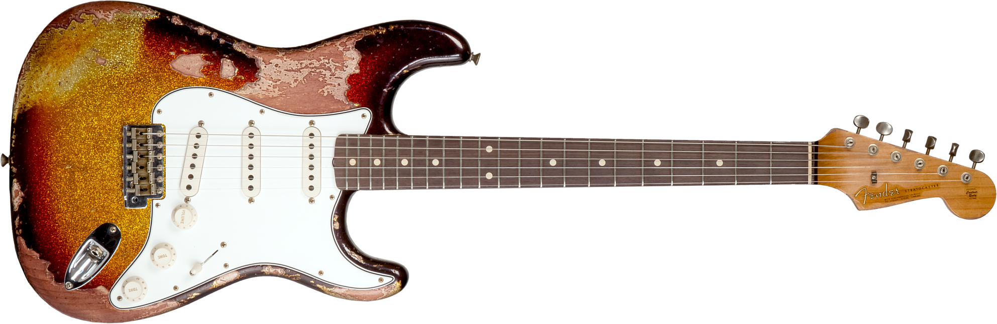 Fender Custom Shop Strat 1963 3s Trem Rw #r136169 - Super Heavy Relic Sparkle 3-color Sunburst - Guitarra eléctrica con forma de str. - Main picture