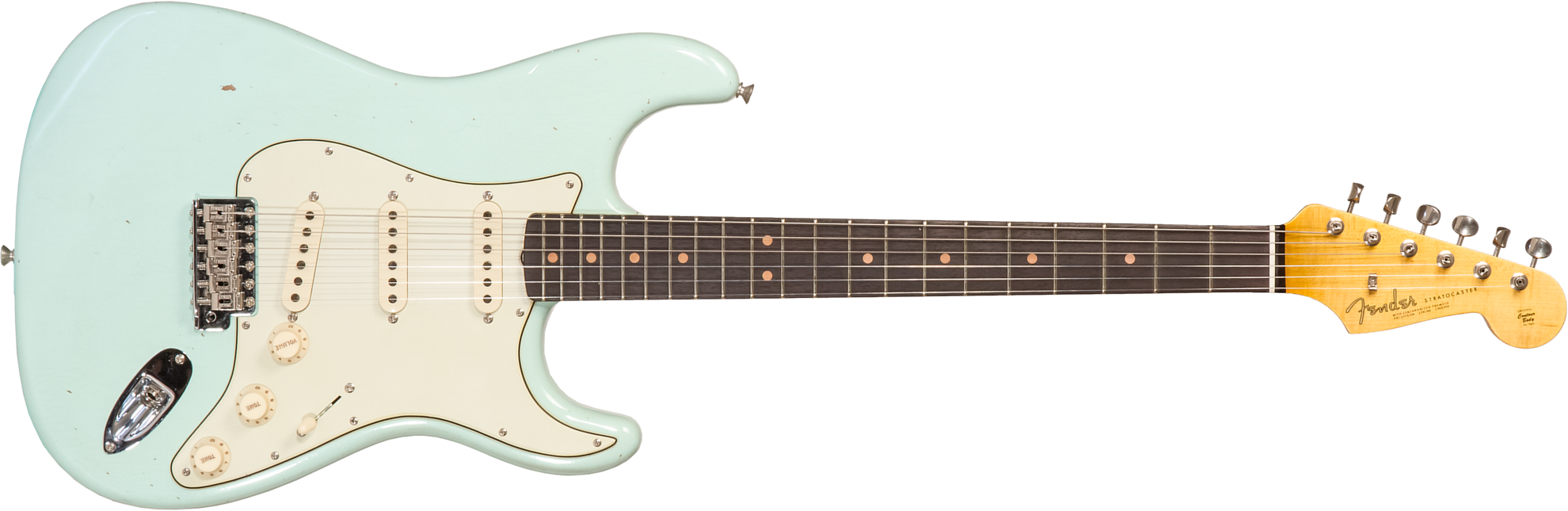 Fender Custom Shop Strat 1964 3s Trem Rw #cz570381 - Journeyman Relic Aged Surf Green - Guitarra eléctrica con forma de str. - Main picture