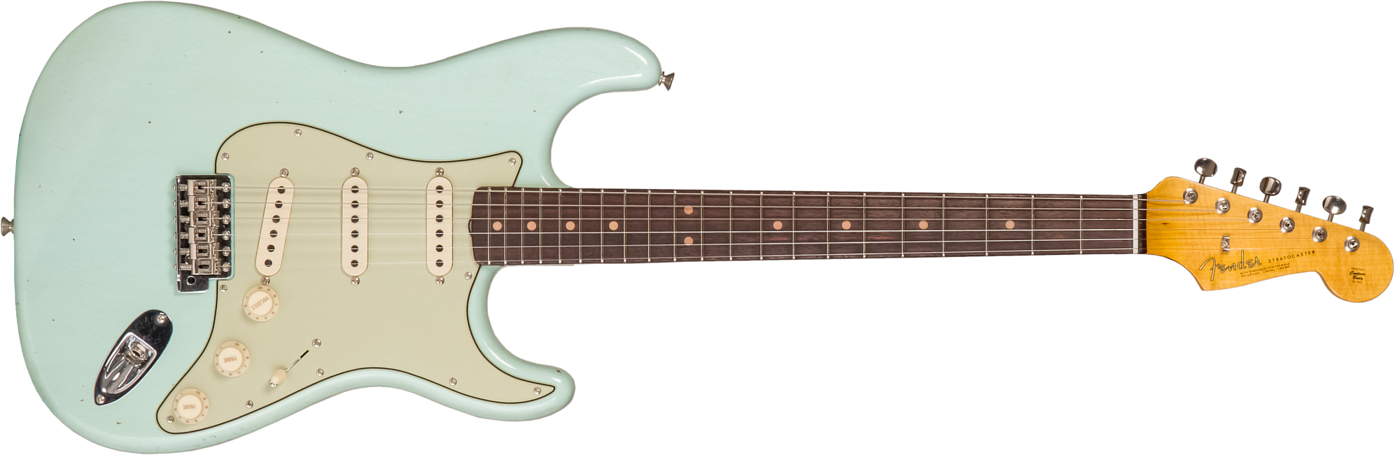 Fender Custom Shop Strat 1964 3s Trem Rw #cz579859 - Journey Man Relic Aged Surf Green - Guitarra eléctrica con forma de str. - Main picture