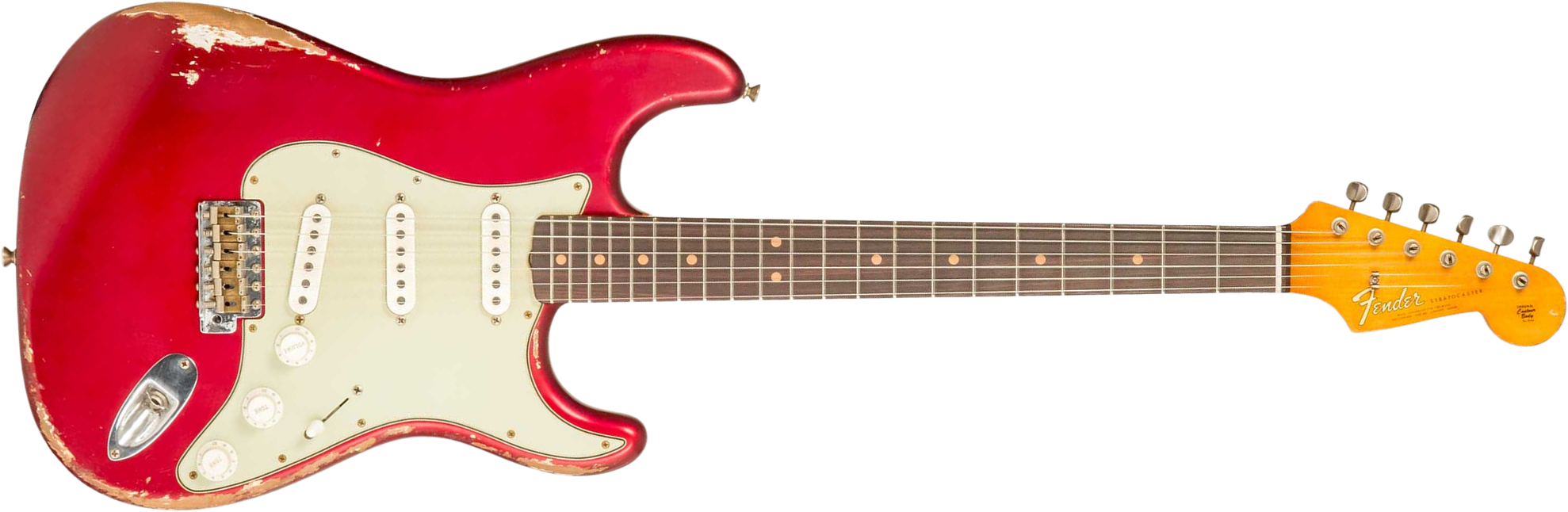 Fender Custom Shop Strat 1964 Masterbuilt P.waller 3s Trem Rw #r129130 - Heavy Relic Candy Apple Red - Guitarra eléctrica con forma de str. - Main pic
